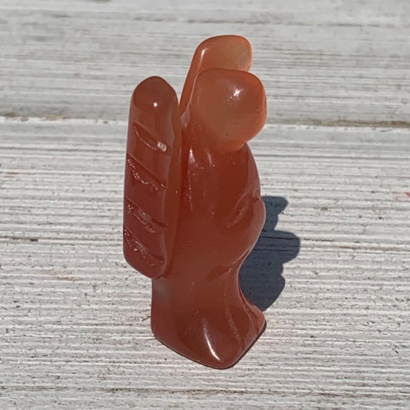 1.75" Orange Optic Glass Cat's Eye Guardian Angel Figurine Feathered Wing Figure - Picture 2 of 6